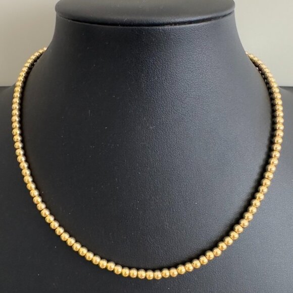 Vtg Lauren Ralph Lauren RL Gold Tone Metal Bead Ball Toggle Necklace - Picture 1 of 7